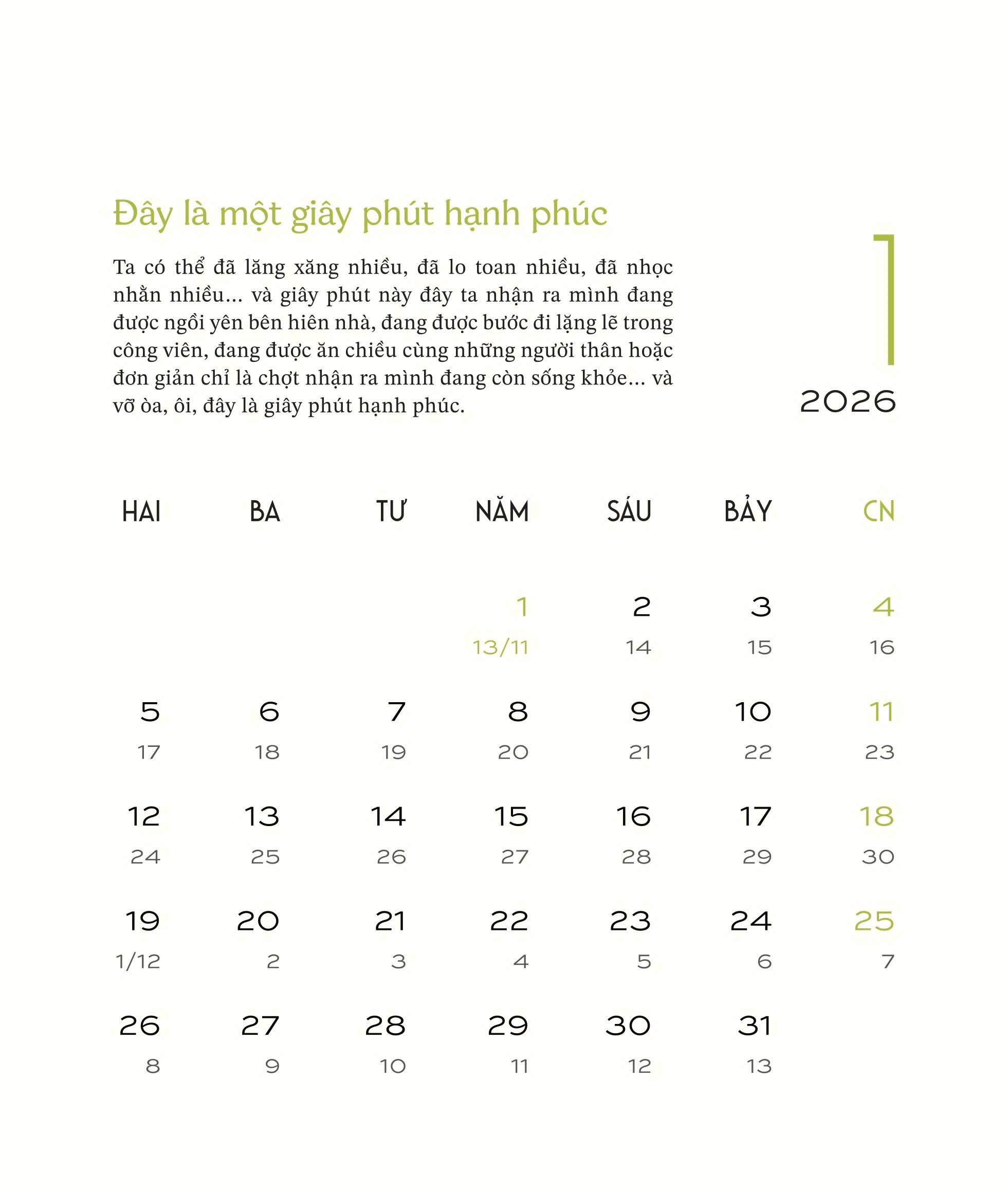 Lịch Bàn Osho 2026: 53 tờ (53 tuần + 1 bìa)