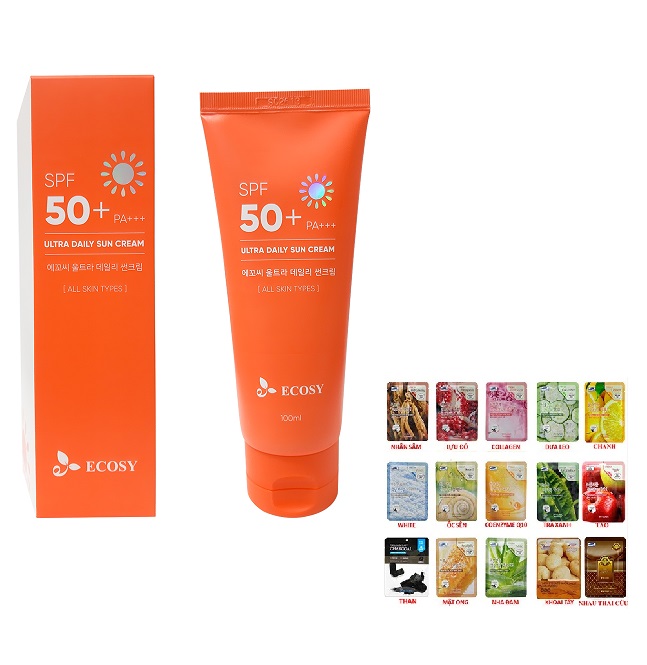 Kem Chống Nắng ECOSY Ultra Daily Sun Cream Kiềm Dầu Không Trôi 100ml [ Được Mặt Nạ 3W Clinic ]