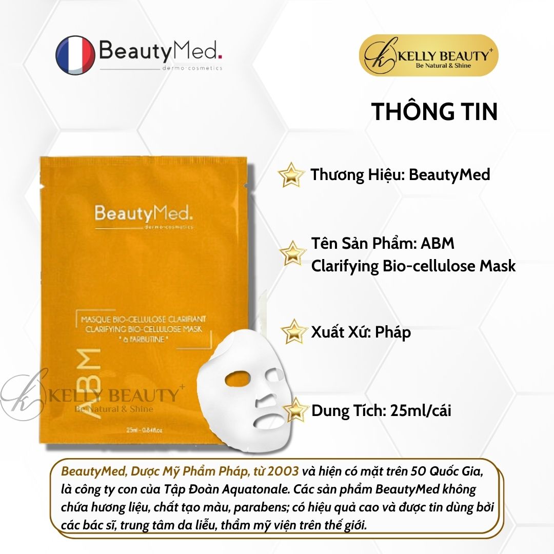Mặt Nạ Sinh Học Dưỡng Sáng Da BeautyMed ABM Clarifying Bio-cellulose Mask | Kelly Beauty