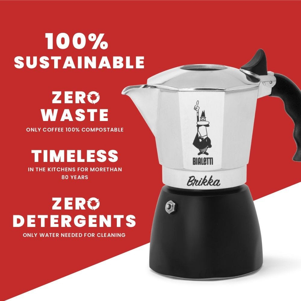 Ấm pha cà phê BIALETTI BRIKKA nhiều kích cỡ - Hàng chính hãng