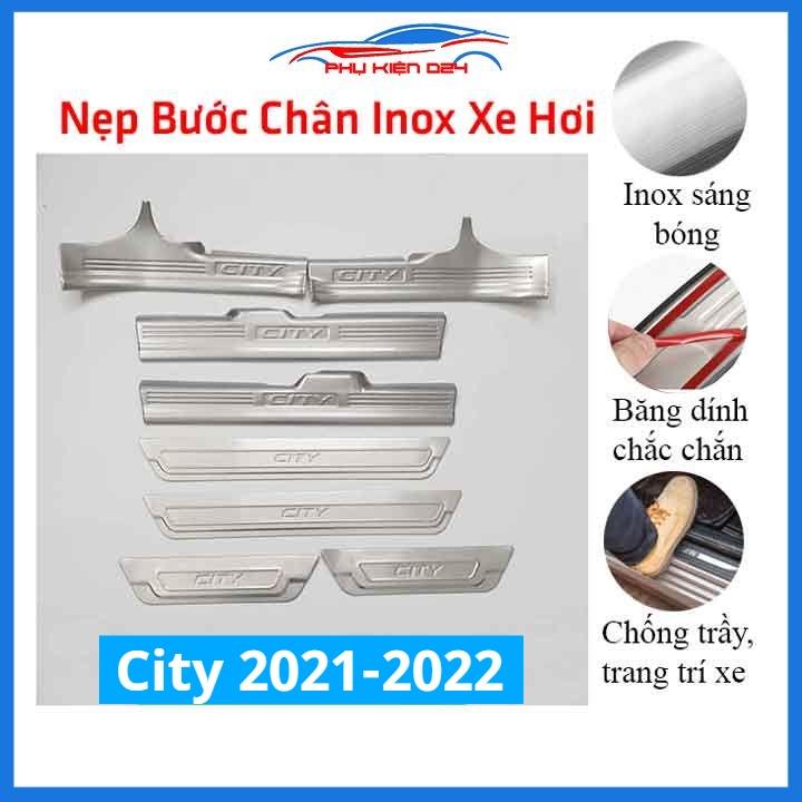 Bộ nẹp bước chân inox ô tô City 2021-2022 chống trầy làm đẹp ô tô