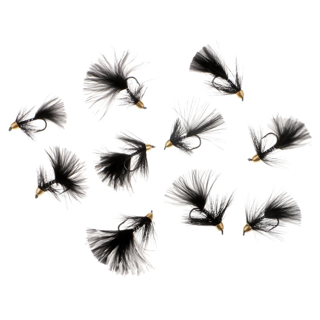 10pcs 1.5'' Black Wooly Bugger Flies Bead Head Nymph Flies Insects Wet Flies