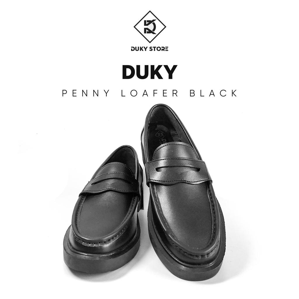 (Hàng có sẵn) Penny Loafer màu đen chất da dày dặn phong cách - Duky Store