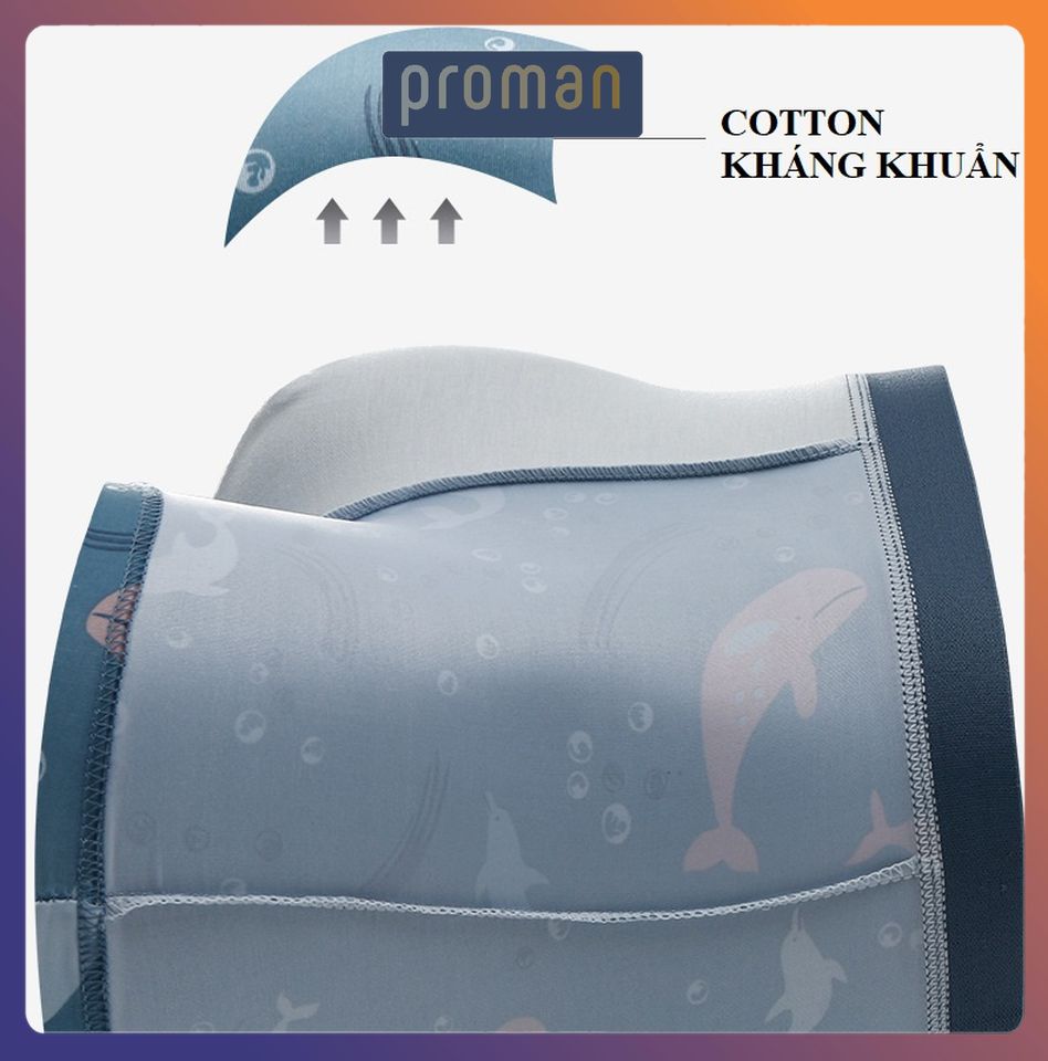 Quần lót nam boxer lụa in hình co dãn 4 chiều, quần sịp đùi nam hoạt hình chất lụa thấm hút SL03 - PROMAN
