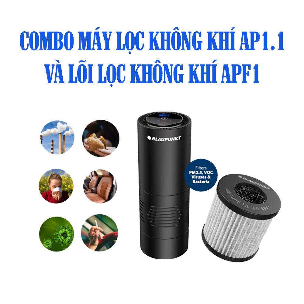 Combo 2 Sản Phẩm Máy Lọc Không Khí Ô Tô Blaupunkt AP 1.1 Và Lõi Lọc Thay Thế 