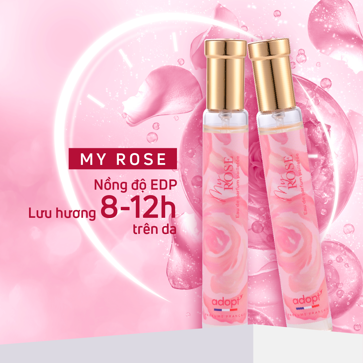 Nước hoa cho nữ,nước hoa thùy tiên cao cấp chính hãng adopt hương hoa hồng cuốn hút My Rose dung tích 30ml