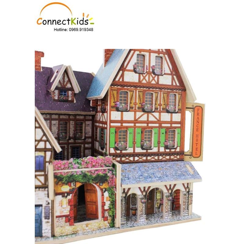 Mô Hình 3D Gỗ Tự Lắp Ráp Rẻ Đẹp Khách Sạn Pháp French Hotel