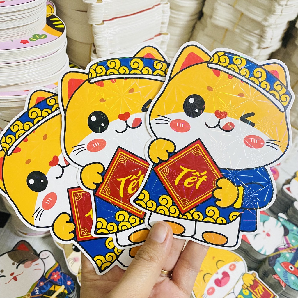 Bộ 10 Bao Lì Xì Chibi Mèo 36 Sắc Thái 4D Phản Quang Cầu May Mắn Quý Mão 2023 Mẫu Ngẫu Nhiên