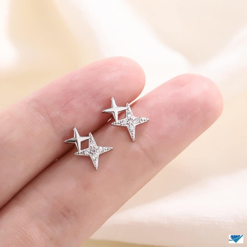 Bông tai bạc khuyên nụ chất liệu bạc s925 MS0350