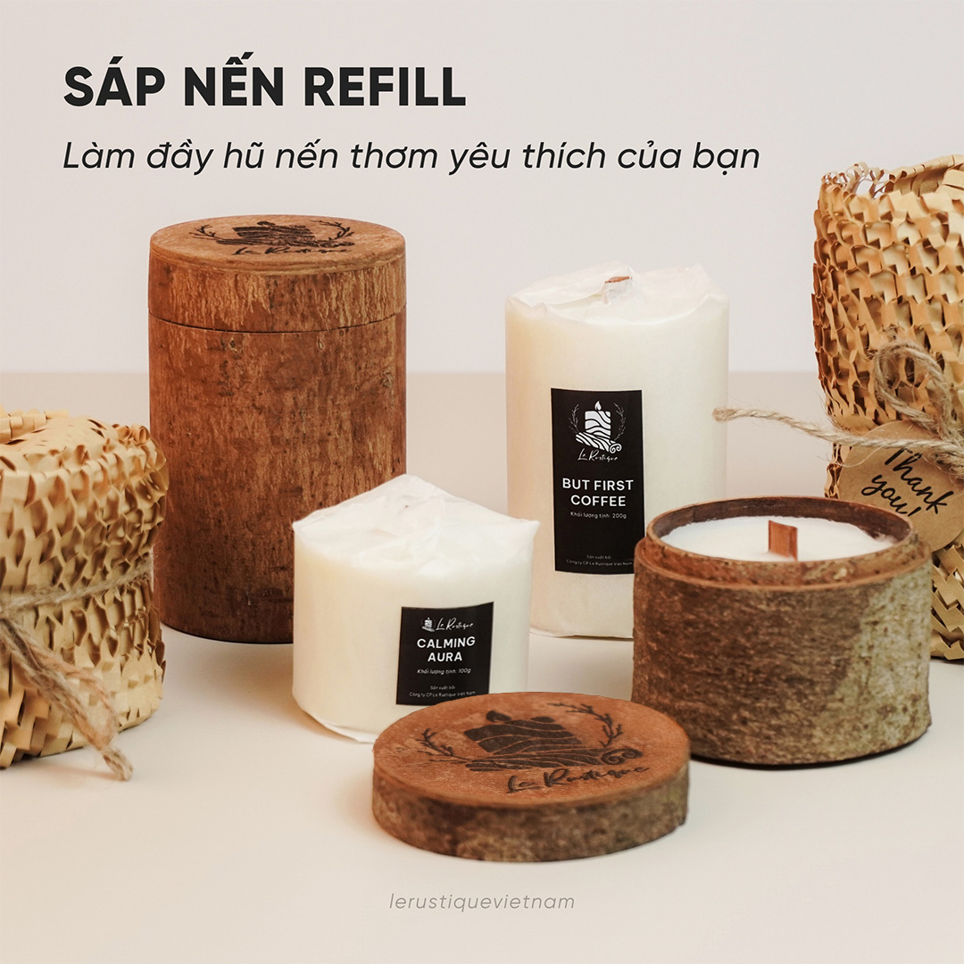 Khối Sáp Nến Thơm Trị Liệu Le Rustique Refill Hũ Nến Cũ - Nến Thơm Cao Cấp - An Toàn Cho Sức Khỏe