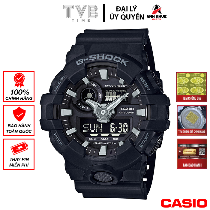 Đồng hồ nam dây nhựa Casio G-Shock chính hãng GA-700-1BDR (53mm)