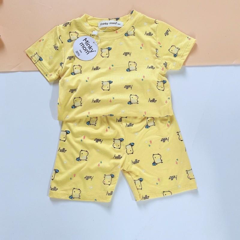 BỘ TAY NGẮN THUN LẠNH MINKYMOM Ô TÔ TRẮNG SƯ TỬ XANH CHO BÉ TỪ 8 - 19kg
