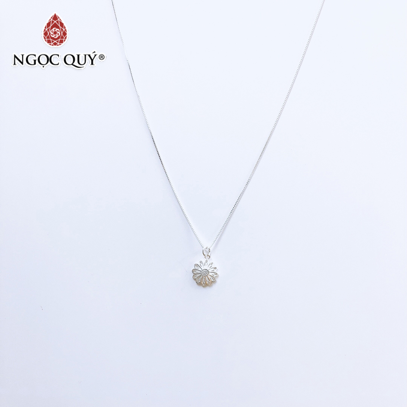 Dây chuyền bạc mặt hoa cúc - Ngọc Quý Gemstones
