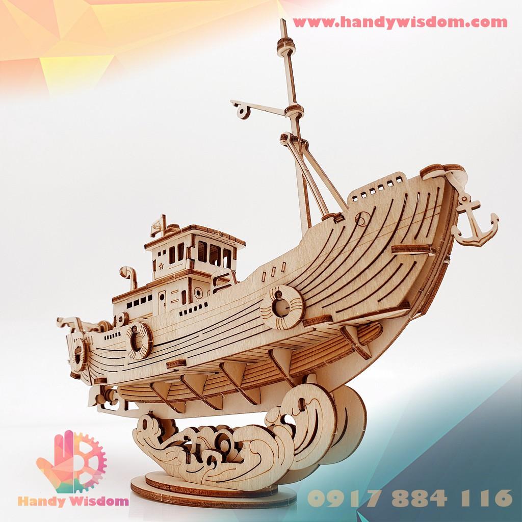 Mô hình lắp ghép gỗ Rolife - Tàu đánh cá - Robotime Fishing Ship TG308