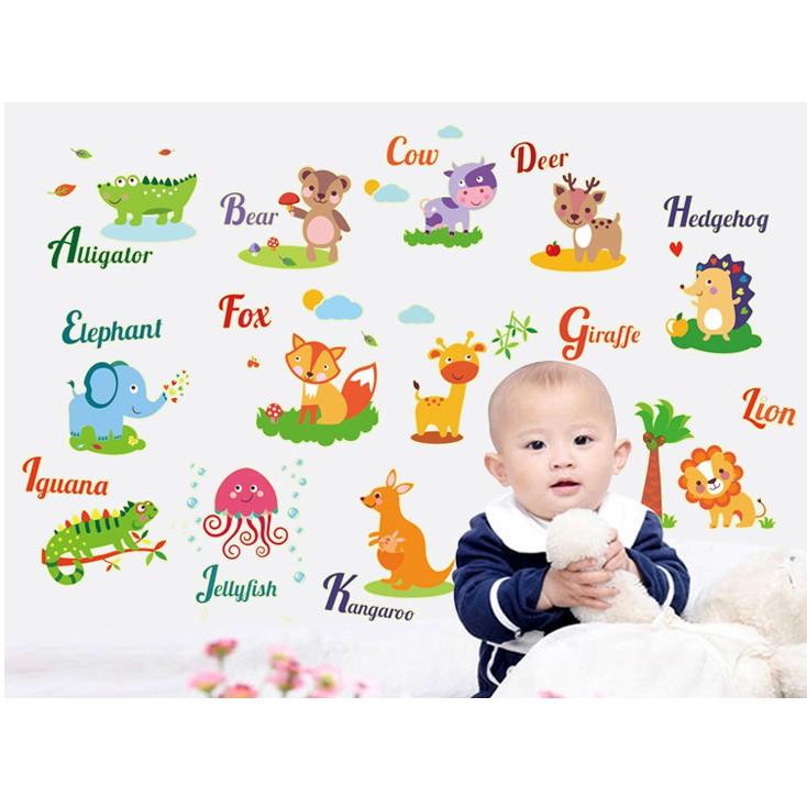 Decal trang trí dạ quang thú tiếng anh