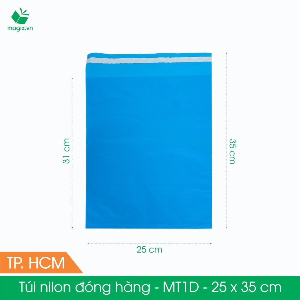 MT1D - 25x35 cm - Túi nilon gói hàng - 300 túi niêm phong đóng hàng màu xanh dương