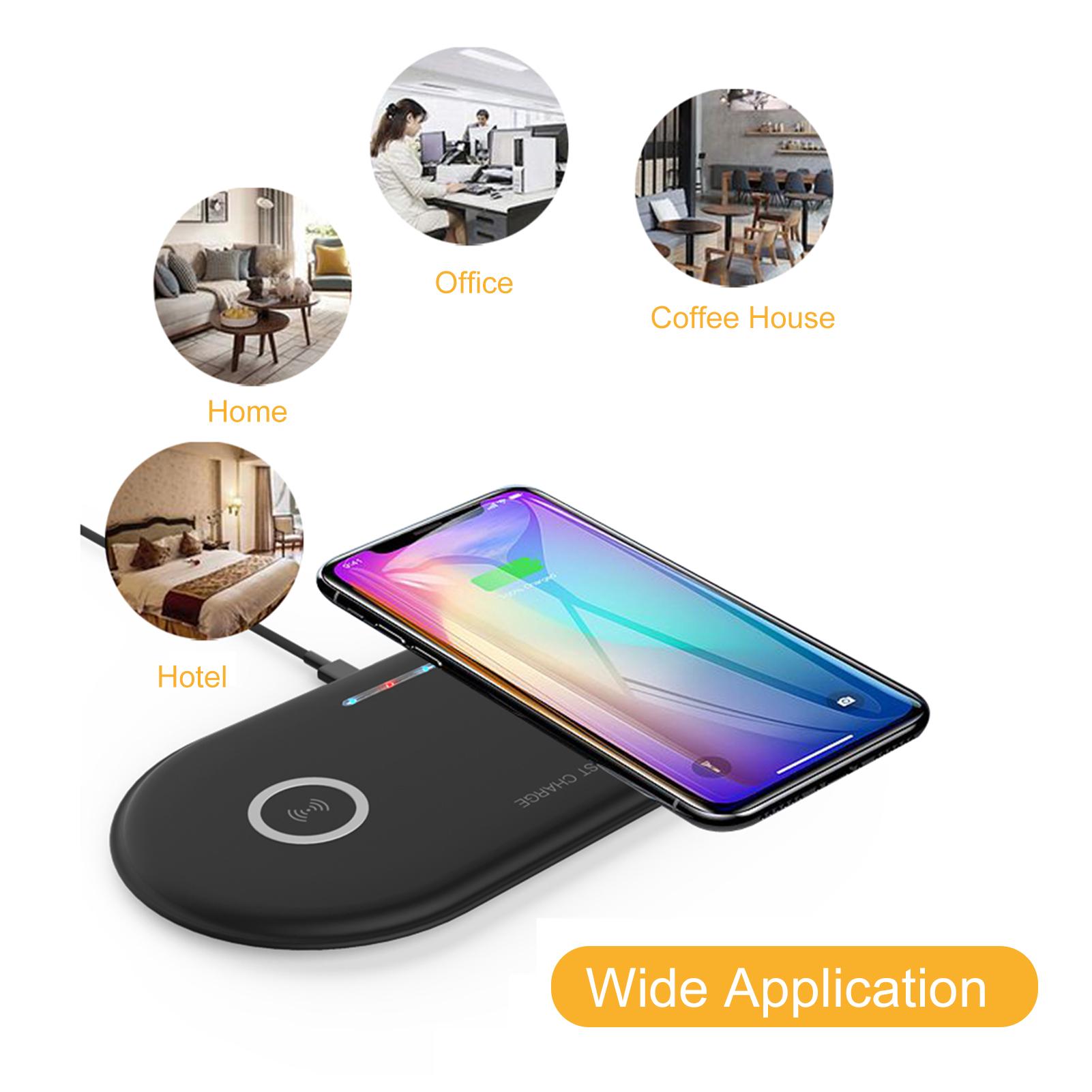 Bộ sạc nhanh 5 / 7,5 / 10W không dây Siêu mỏng Di động Tự động tắt nguồn Bệ sạc kép