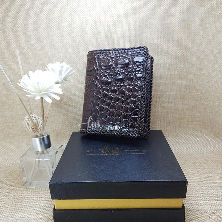 Ví Nam Da cá sấu LuxLeather LM1104 Đan viền thủ công - Một mặt Kiểu đứng - Da trơn