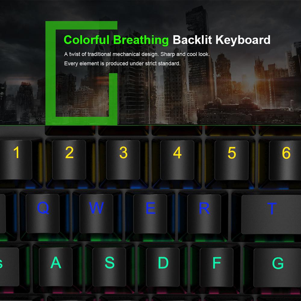HXSJ J100+A885 Keyboard Mouse Set 35 Keys Mini USB Wired 5500DPI 6 Buttons LED Optical Gaming Keyboard Mouse Combos for