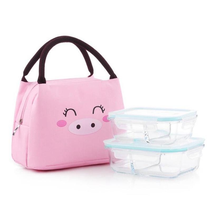 Trẻ Em Hoạt Hình Dễ Thương Động Vật Lợn Ăn Trưa Túi Phụ Nữ Ngoài Trời Di Động Vải Oxford Làm Sinh Viên Cách Nhiệt Làm Mát Túi Con Dã Ngoại Túi