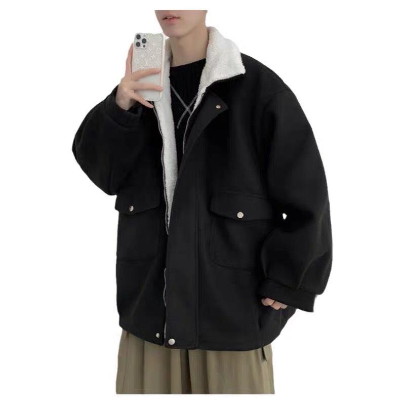 Áo khoác unisex - Chất dạ lì có lót lông cừu bên trong, lên dáng trẻ trung năng động, mặc đi chơi đi hoc