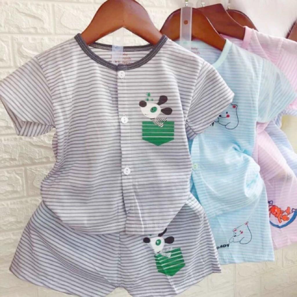 Bộ cộc tay cho bé trai bé gái sơ sinh vải Cotton Kẻ đẹp quần áo trẻ em hàng xịn từ 3-14kg – BCT07