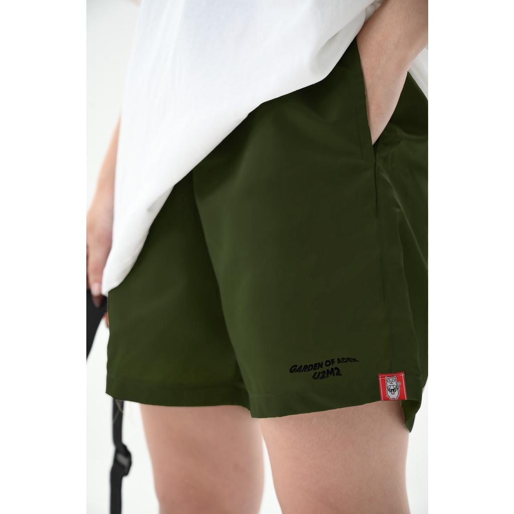 Quần short thể thao in logo U2M2 - chất liệu vải dù - 3 màu đen, nu, xanh rêu - Ủn Ủn Meo Meo