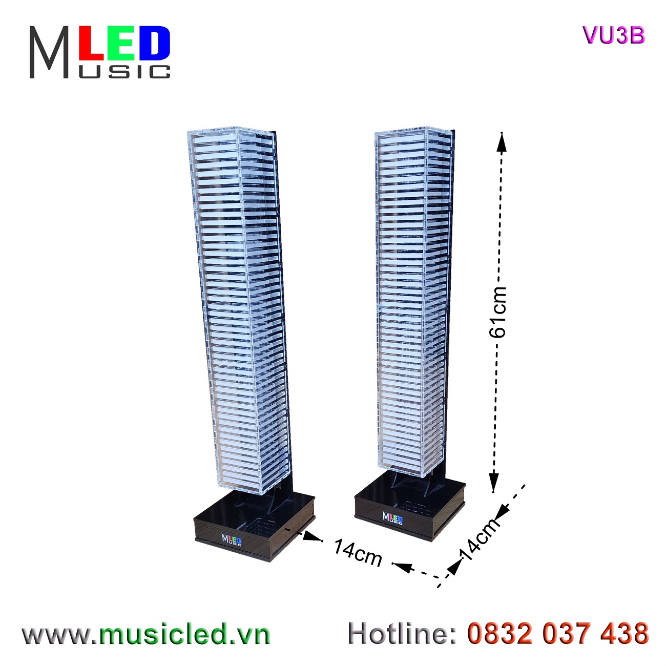 Đôi đèn Music LED nháy theo âm lượng nhạc VU3B