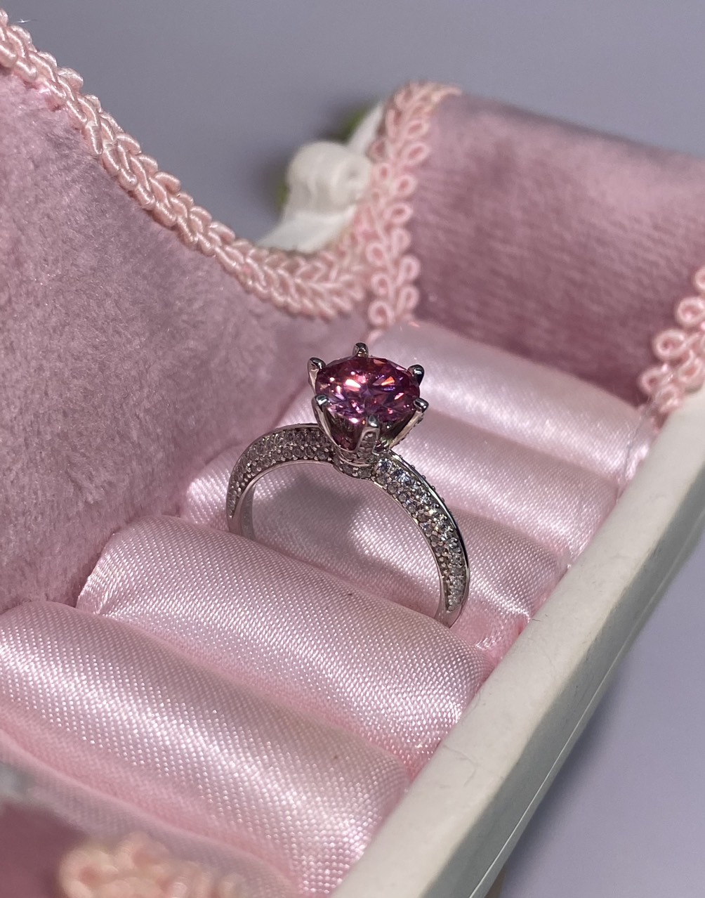 Phụ kiện đeo ngón tay Bạc 925 xi Kim viên chủ Kim Cương nhân tạo Moissanite Xanh hạt 1.5carat  -  R15.13