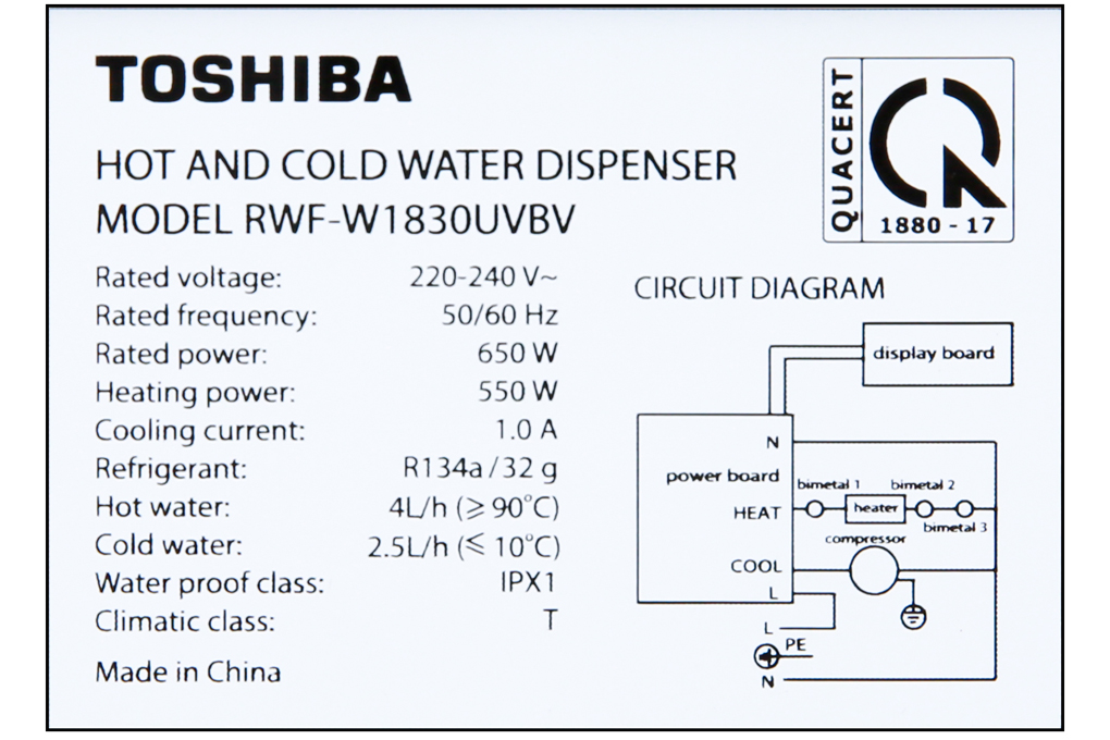 Cây Nước Nóng Lạnh Toshiba RWF-W1830UVBV - Hàng Chính Hãng