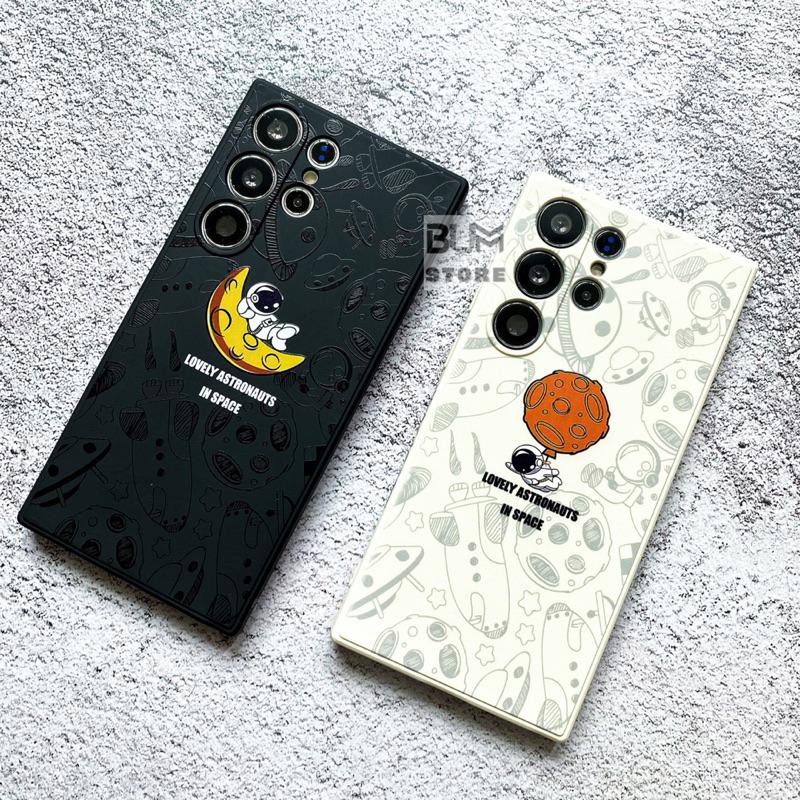Ốp Lưng Silicon Cho Samsung Galaxy S23 Ultra / S22 Ultra / S23 Plus Phi Hành Gia Astronauts Cạnh Vuông