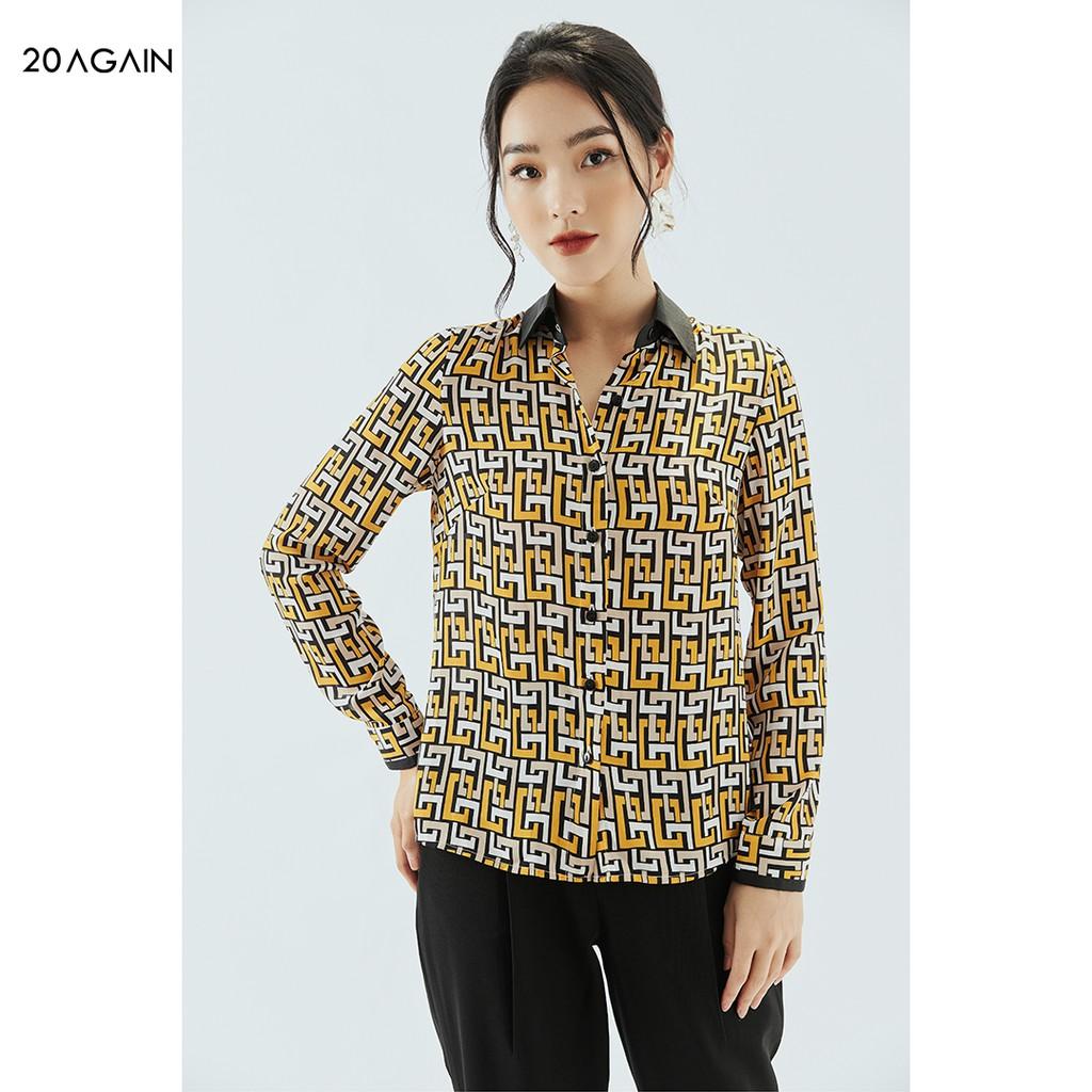 Áo sơ mi nữ dài tay cổ đức 20AGAIN, thiết kế công sở ASA1864