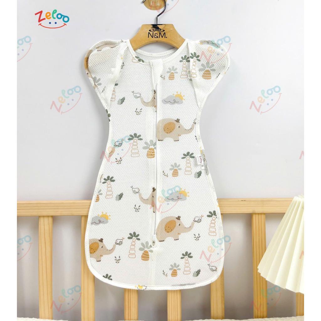 Nhộng chũn cotton thông hơi mở tay cho bé sơ sinh ZELOO quấn chũn cho bé ngủ ngon mềm mại chống giật mình - Ô tô