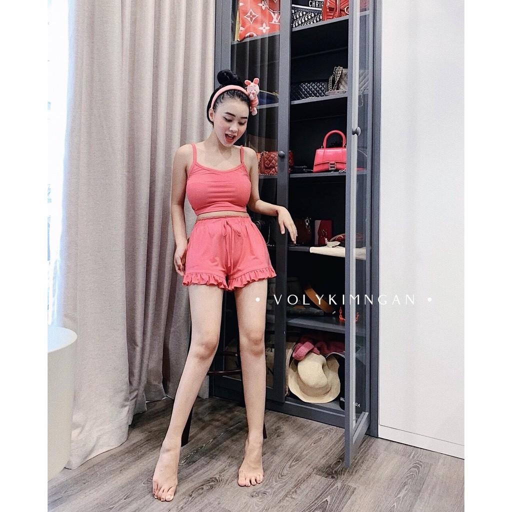 Set bộ quần áo nữ - áo 2 dây - chất cotton co giãn 4 chiều - thoáng mát năng động cho chị em