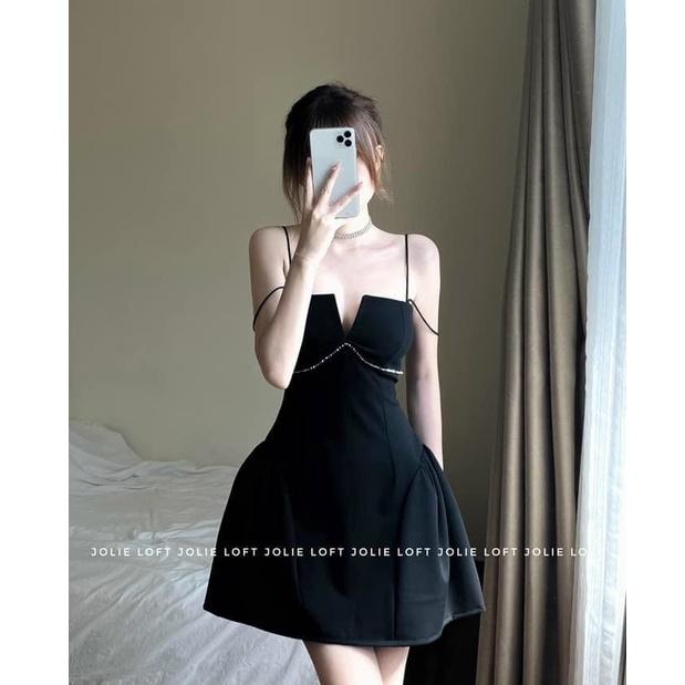 Đầm xoè cúp ngực 2s đính dây đá