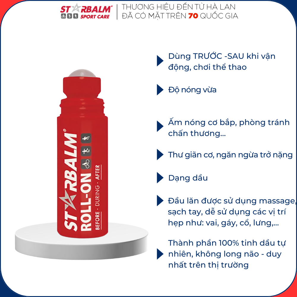 Chai lăn làm nóng cơ (Roll-On Warm) Starbalm - Hà Lan 75ml