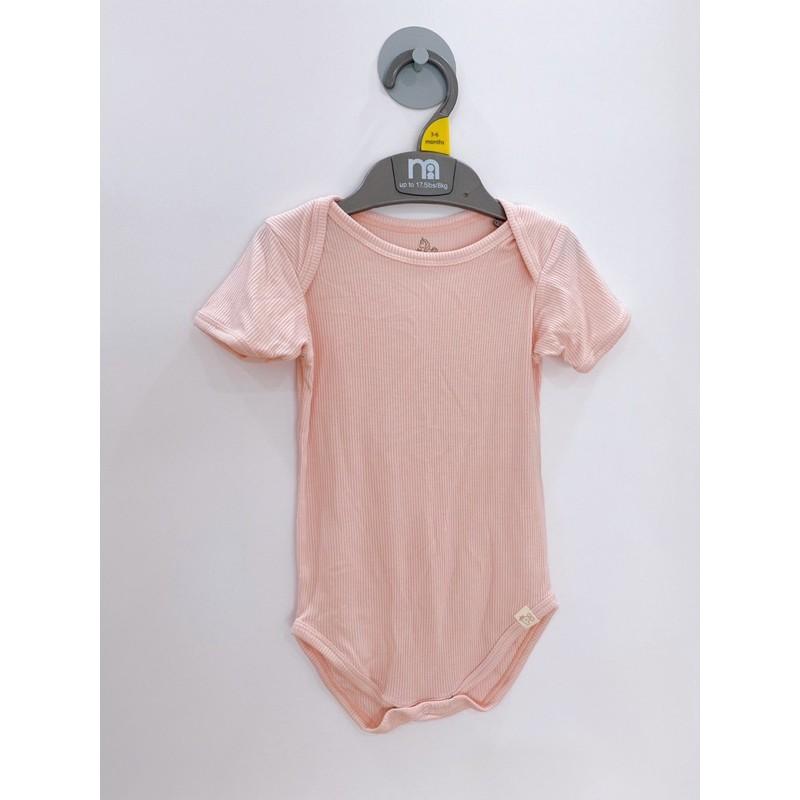 Bộ bodysuit thun gân trơn bé gái 6-9m