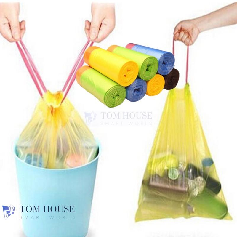 Combo 5 Cuộn Túi Rác Sinh Học Tự Phân Hủy Có Dây Quai Xách Tiện Lợi Kích Thước 45 x 50cm - 1 cuộn 15 túi