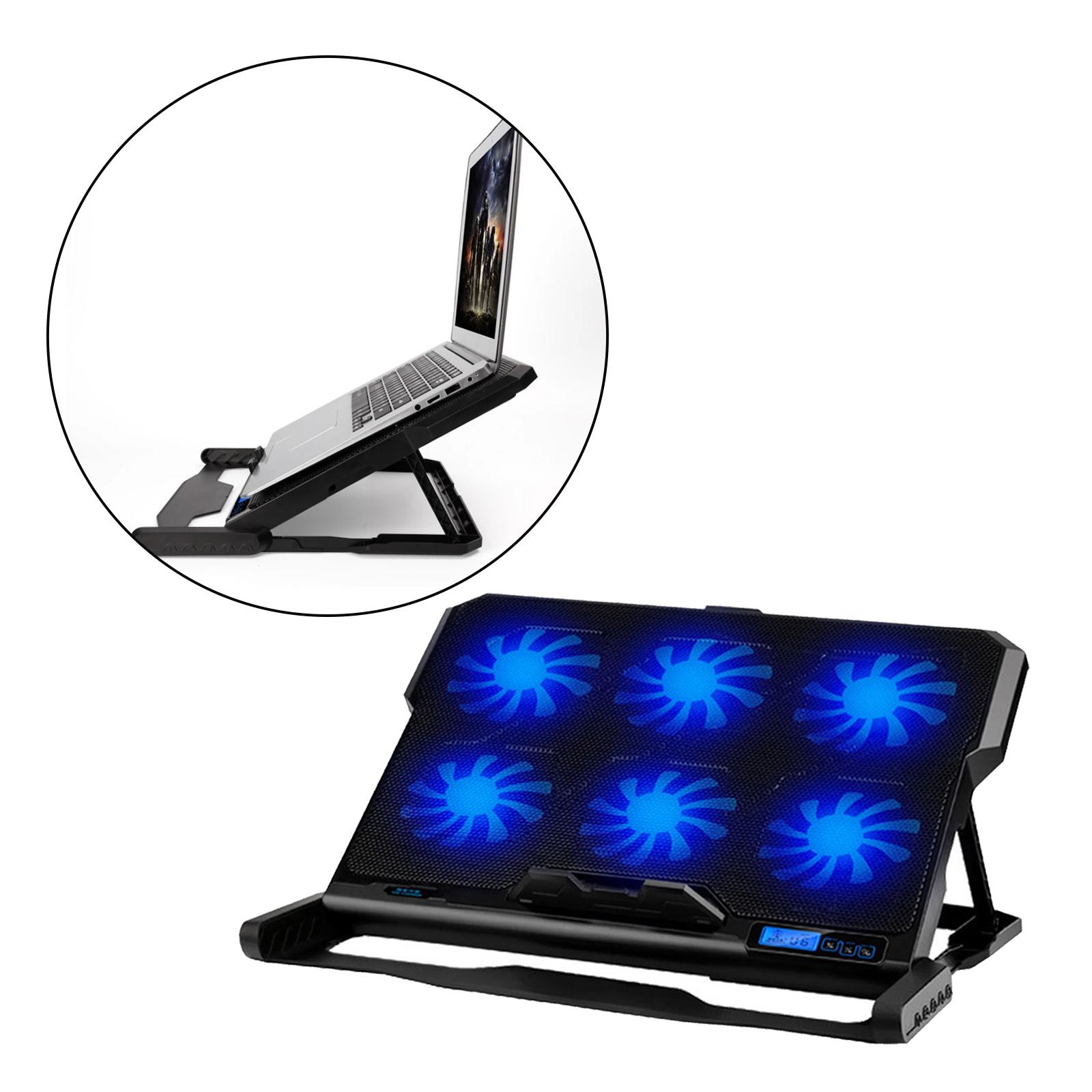 Laptop Cooling Pad, Laptop Cooler Pad 6 Quiet Led Fans Dual USB Powered Gaming Laptop Cooling Stand for Laptop Computer, Wind Speed Adjustable
