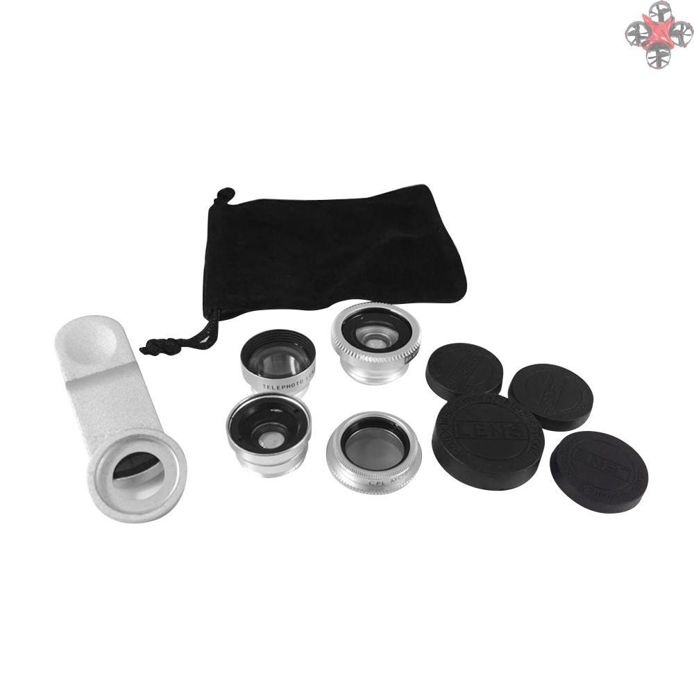 Bộ Ống Kính 5 Trong 1 0.67x Wide-Angle + Macro 180 Fisheye + 2 Ống Kính Cho Điện Thoại Iphone