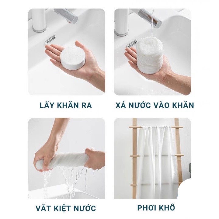 Khăn Tắm 70x140cm Dạng Nén Bằng Cotton Tiện Lợi Dùng Một Lần - Khăn Nén Du Lịch - Khăn Nén Spa - màu xanh