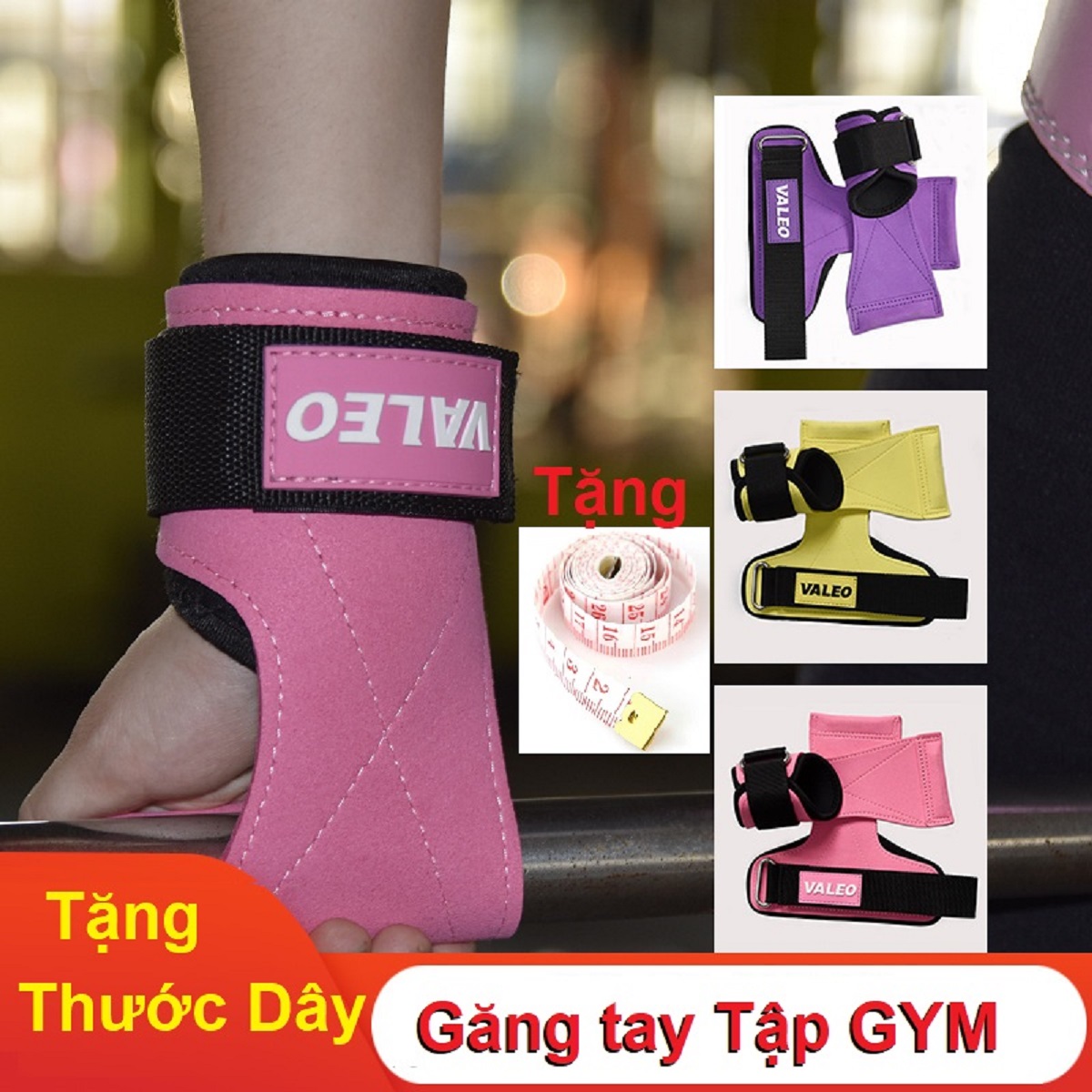Găng Tay Tập Gym Trợ Lực VALEO {Tặng Tước Dây} Dây Kéo Lưng Lifting Straps Deadlift Tập Tạ Tập Xà Hàng Chính Hãng (1 Đôi )