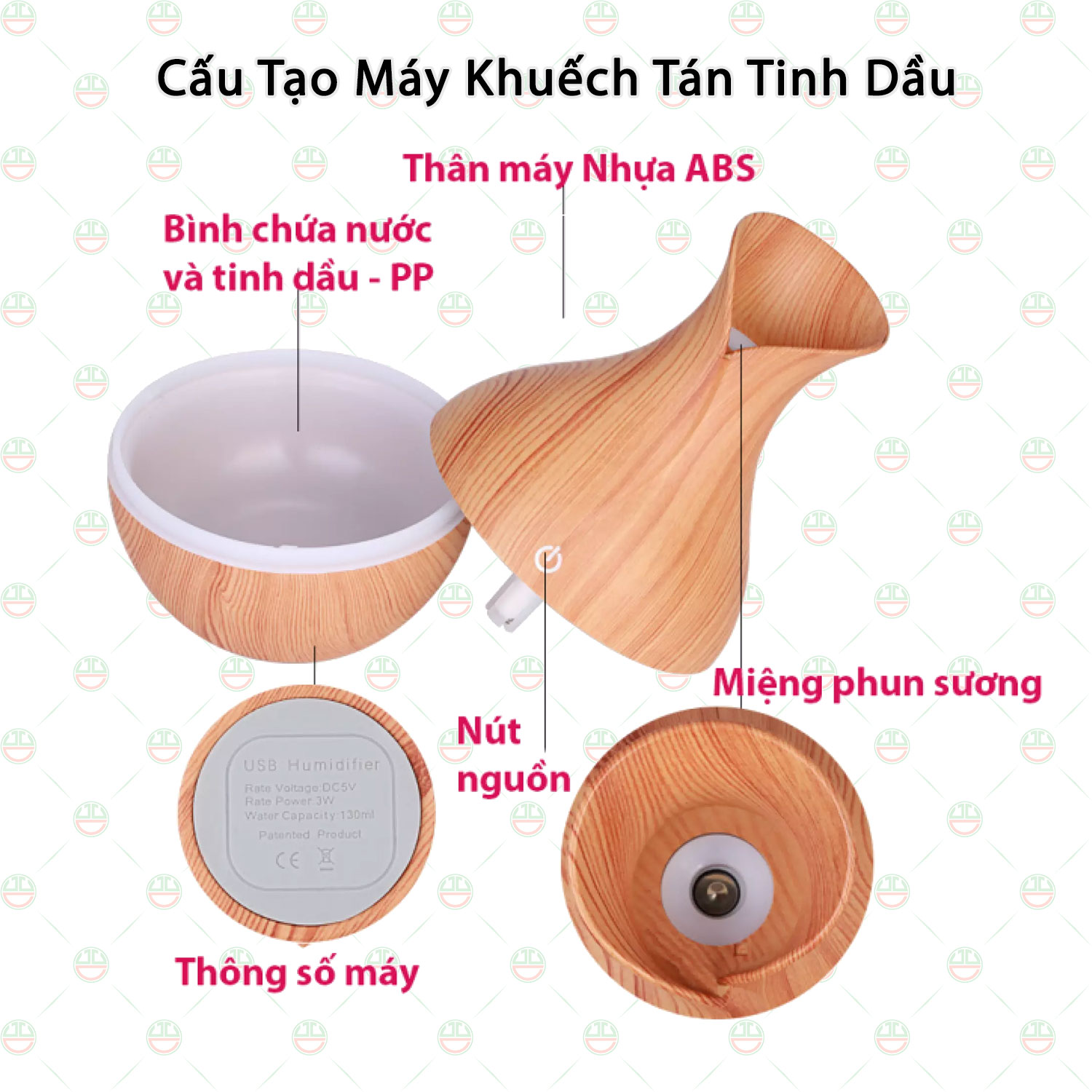 Thiết Bị Máy Xông Tinh Dầu KhoNCC Hàng Chính Hãng - Khuếch Tán Hương Thơm - Đuổi Muỗi Côn Trùng - An Toàn Cho Trẻ Nhỏ - KLVQ-3562-XTDLB (Màu Gỗ Ngẫu Nhiên)