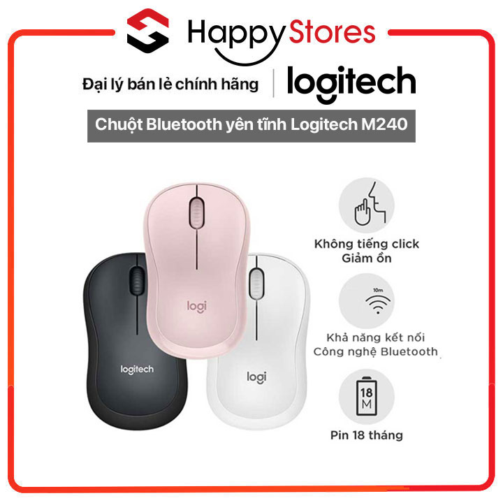 Chuột Bluetooth yên tĩnh Logitech M240 - HÀNG CHÍNH HÃNG