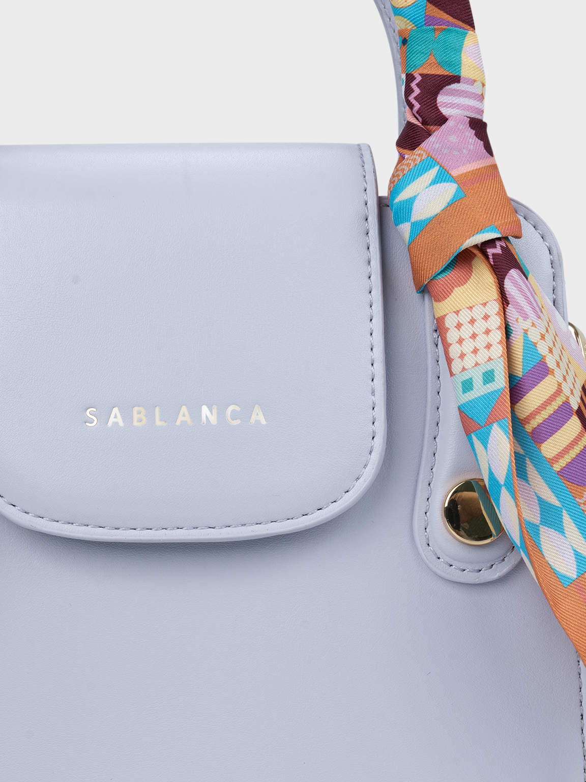 Túi xách tay nữ nắp gập phối khăn họa tiết SABLANCA 5051SA0052
