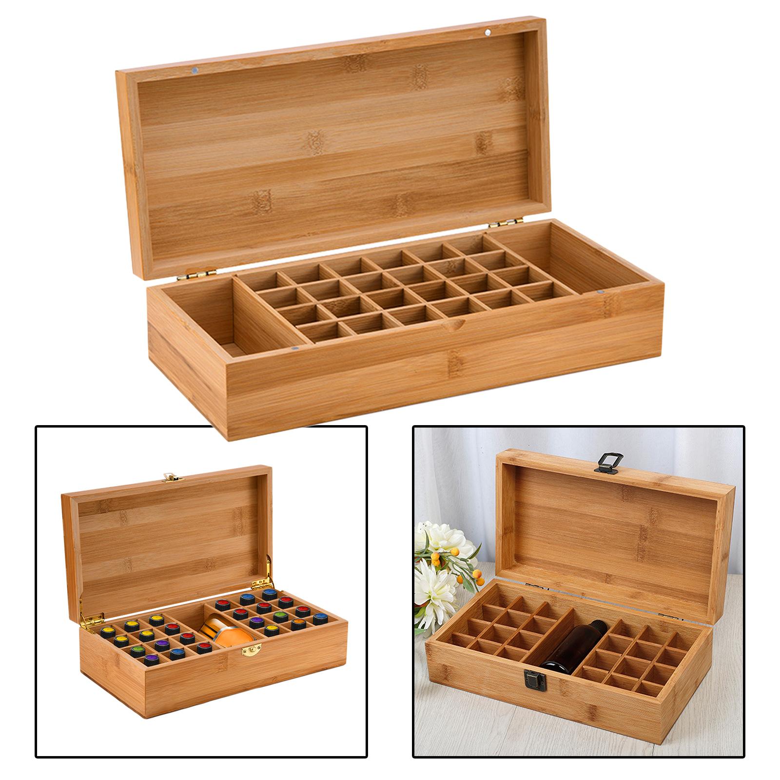 24 Bottles Essential Oil Storage Box Wood Aromatherapy Holder Case