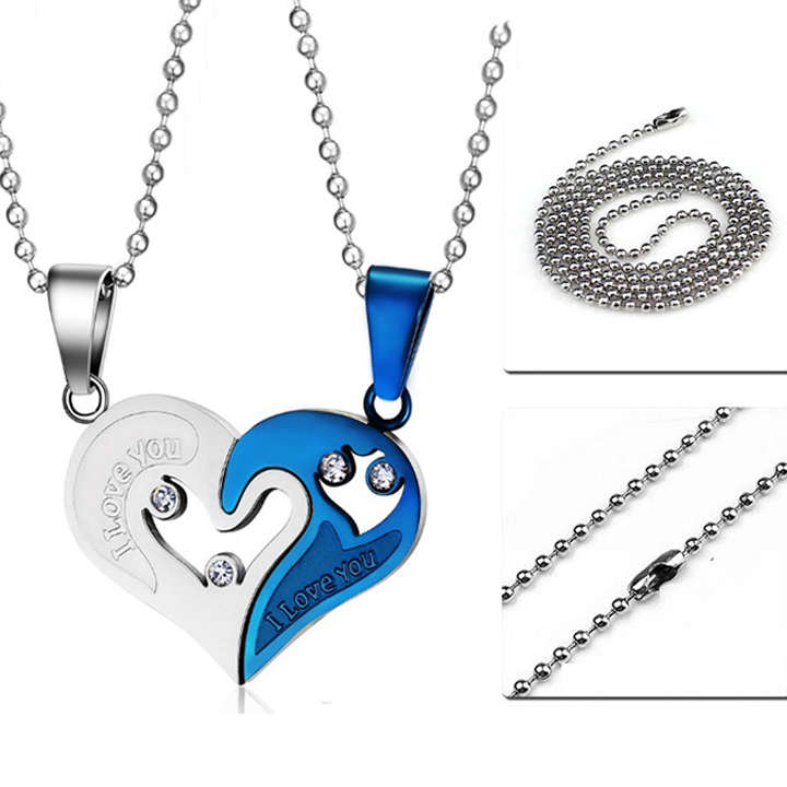 Dây chuyền cặp đôi 2 mảnh ghép trái tim  CDC007X