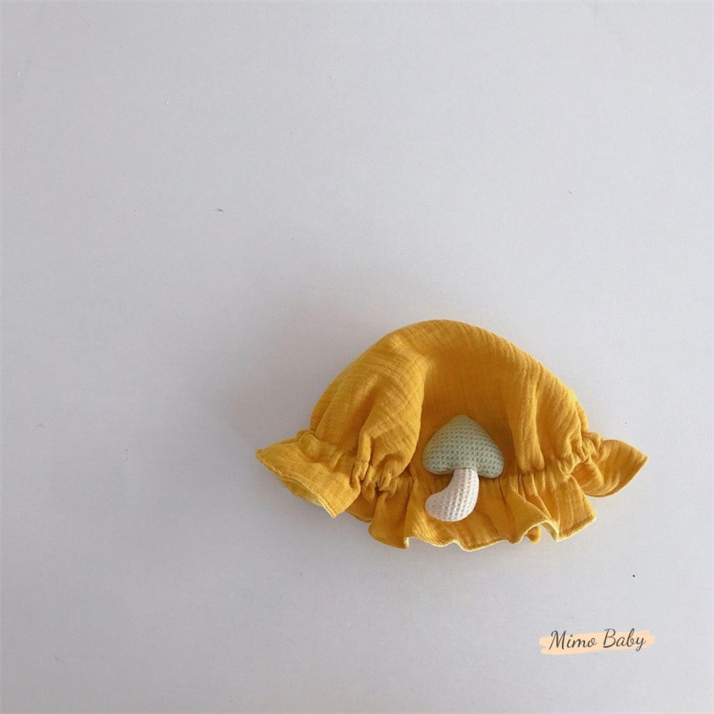 Mũ tai bèo vải xô mềm đính cây nấm len đáng yêu cho bé MH139 Mimo Baby