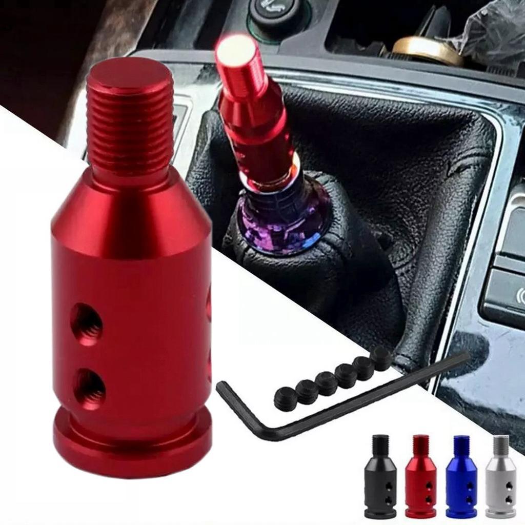 Custom Aluminum Universal Shift knob Shifter Adapter for BMW Mini Non Threaded Shifters M12X1.25 (Red)