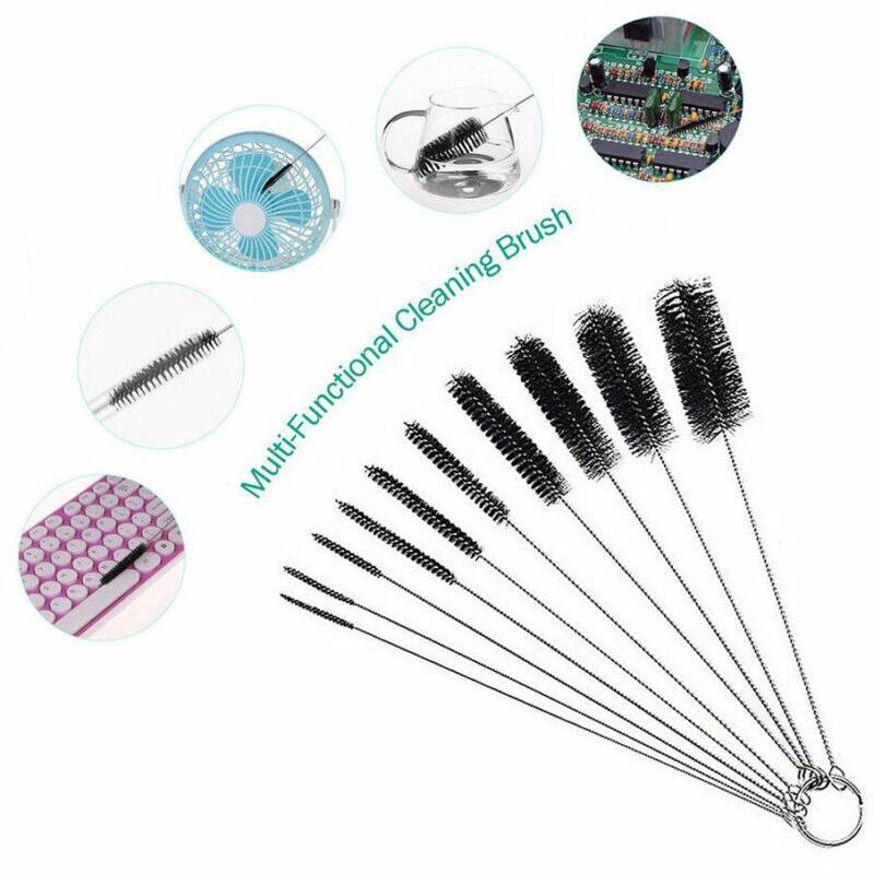 1 cái Cọ làm sạch chai lọ nhỏ dài ống hút ly nhỏ Dụng cụ làm sạch nhà bếp 10pcs set.